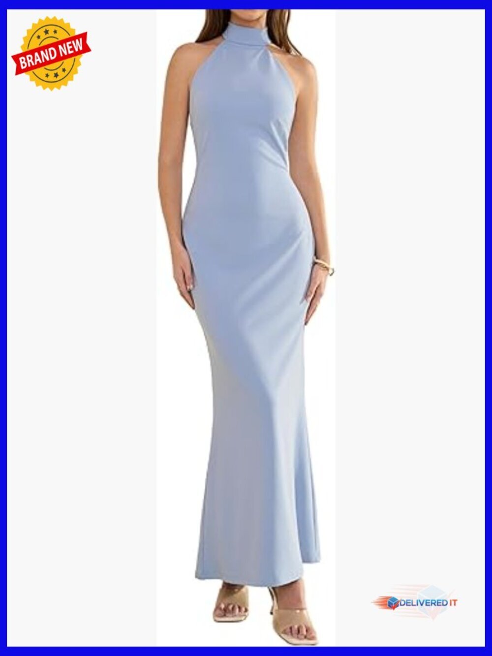 Sleeveless Halter Backless Bodycon Maxi Dress Formal Evening Party Wedding Guest